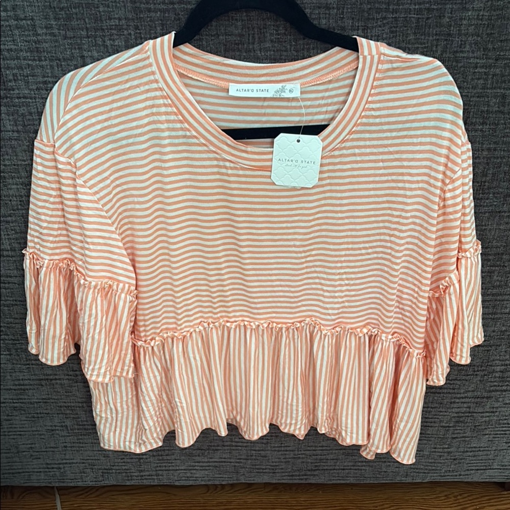 Peach Striped Women's Top Altar’d State
